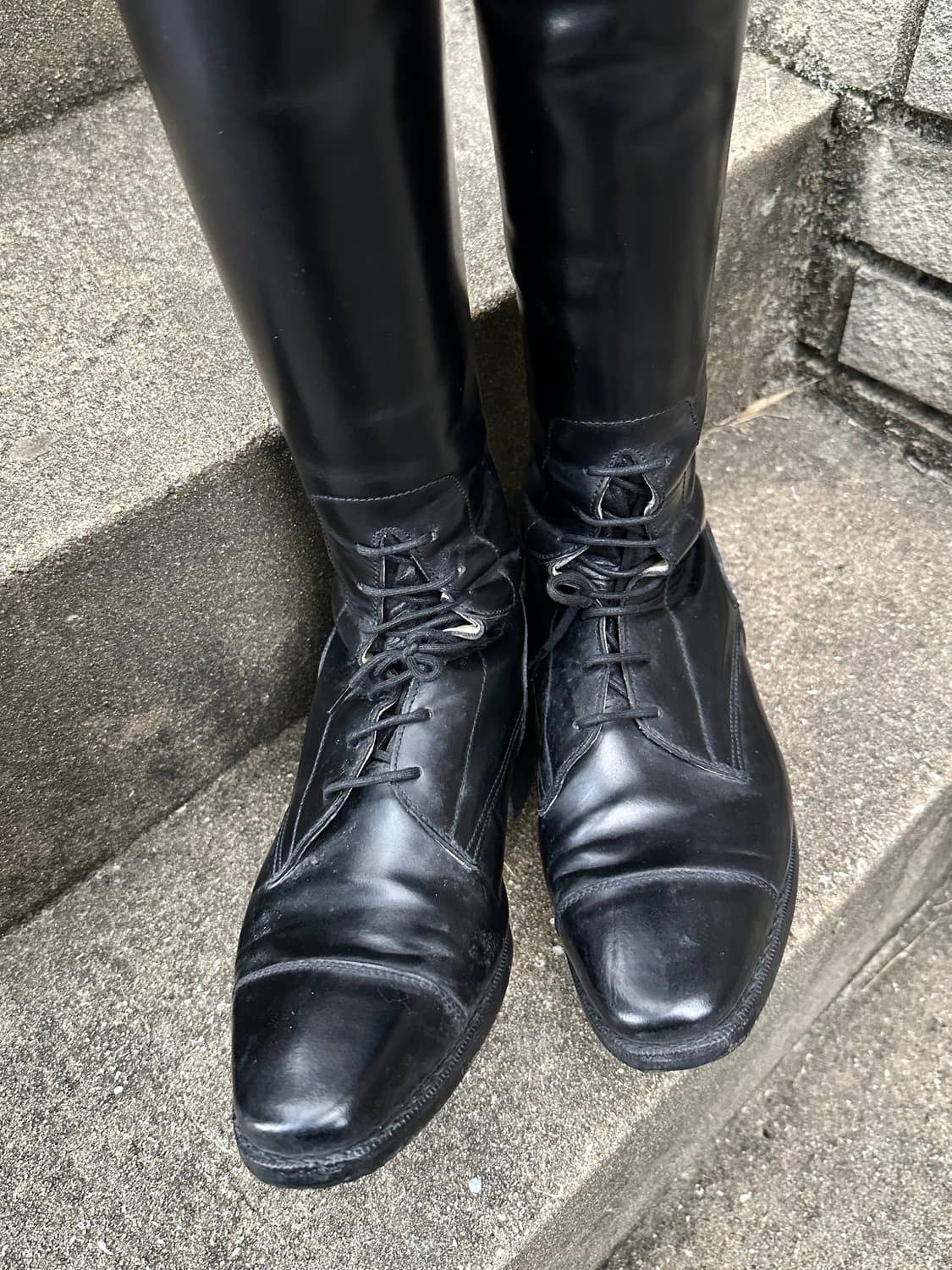 Golden horse laceup leather riding boots 상품이미지3