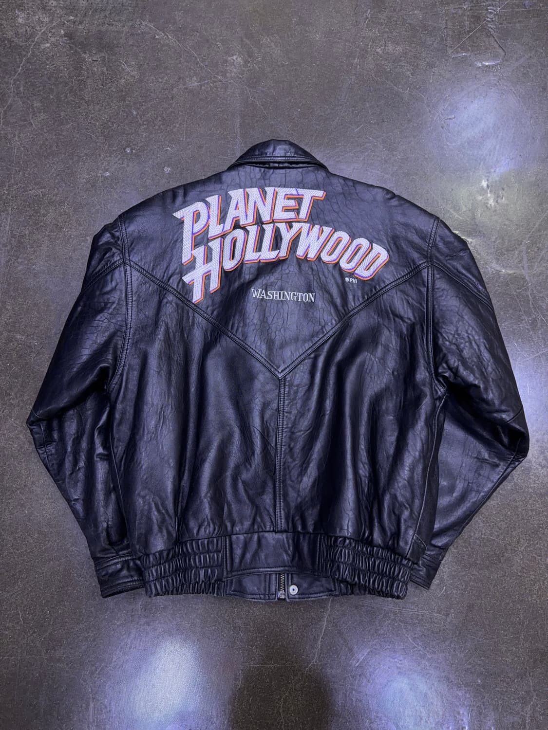 플래닛 할리우드 워싱턴 자수 양가죽 레더 봄버자켓 M 상품이미지2