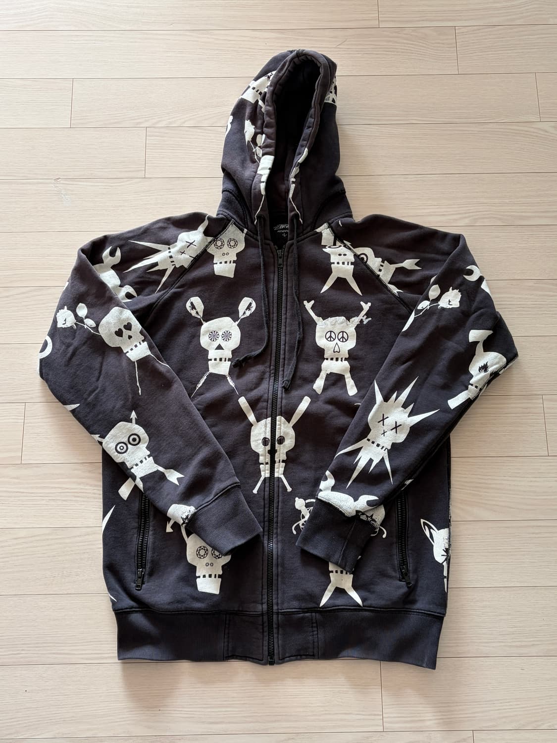 00s 올드 스투시 Stussy x Futura 스컬 후드 집업 L 상품이미지1