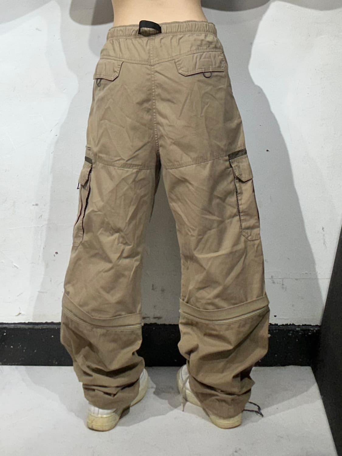 90s 컨버스 베이지 대대장 유틸리티 무릎 절개 와이드 카고 팬츠 L 상품이미지3