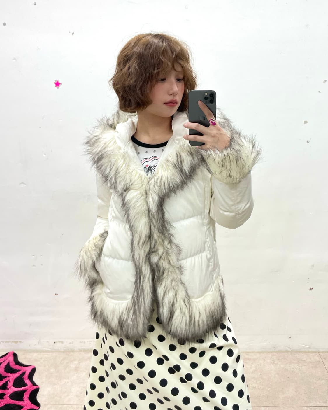 White fur winter padded jacket  상품이미지1