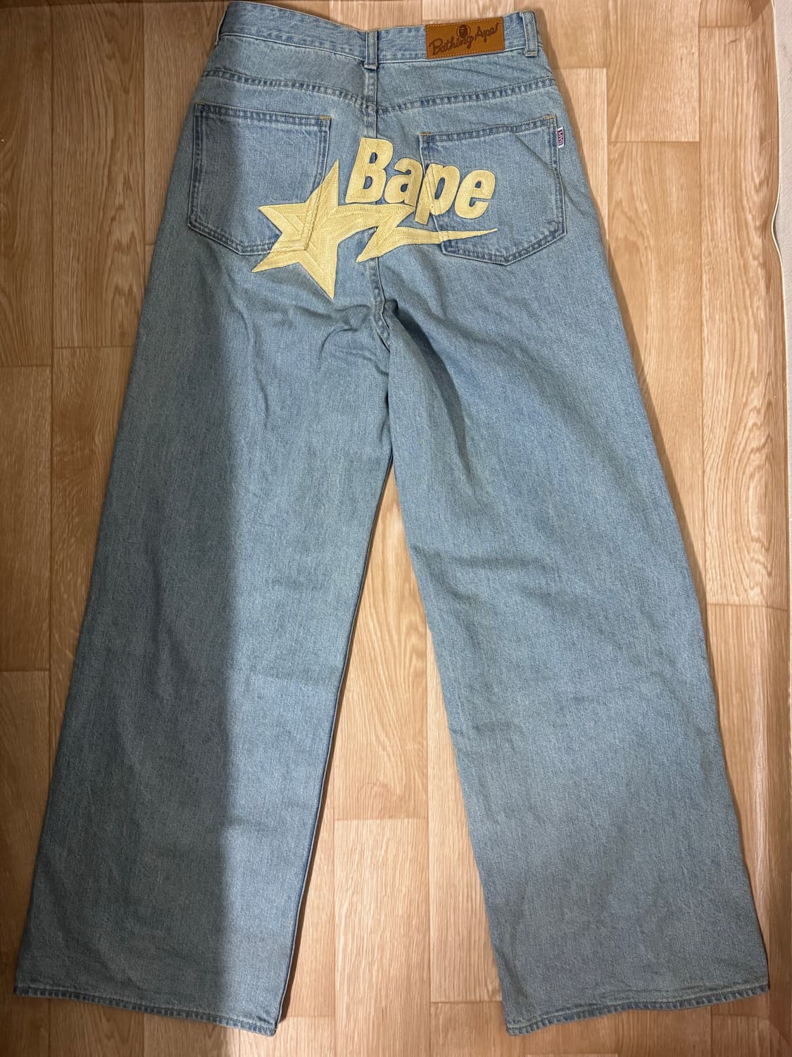 베이프 블루 Bape Sta 자수 베기 청바지 데님팬츠 상품이미지3