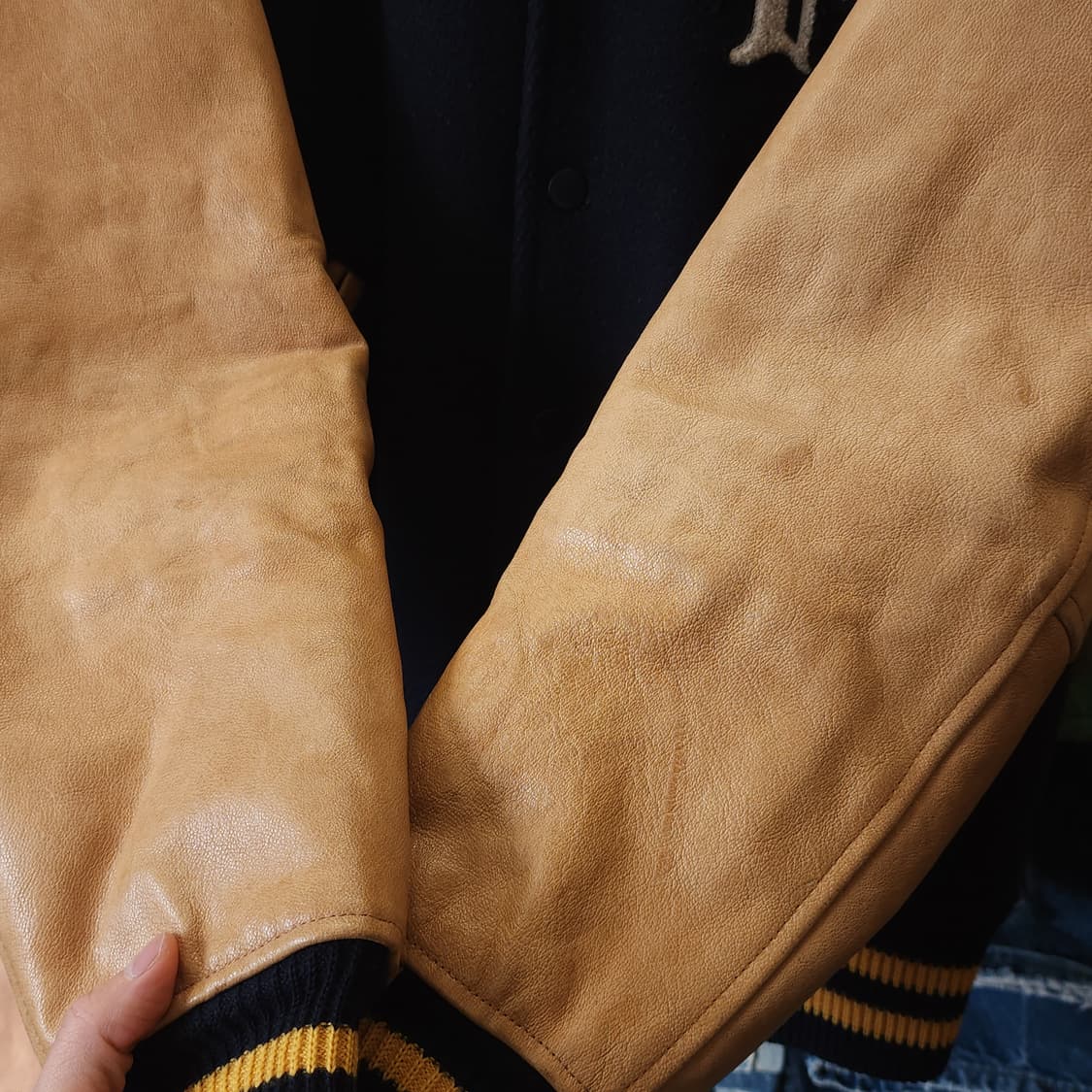 폴로 레더 바시티 자켓 레터맨 자켓 s 상품이미지6