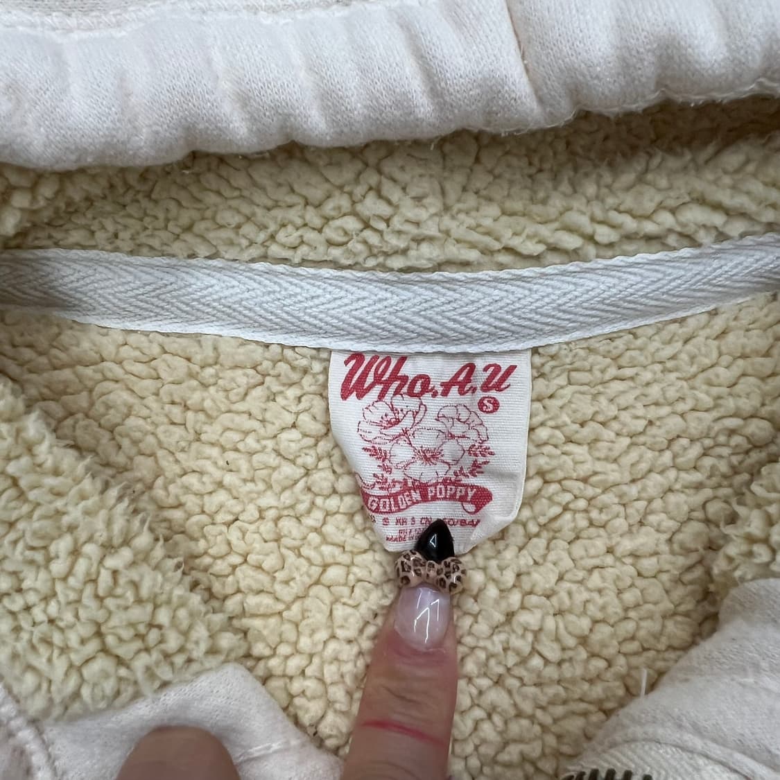 후아유 아이보리 보아털 후드집업 상품이미지2