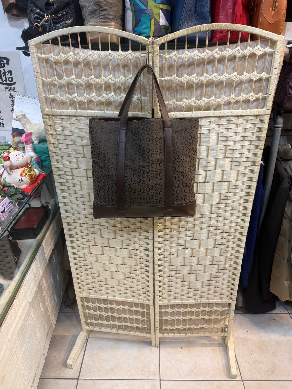 정품 셀린느 C 마카담 캔버스 가죽 토트백 팝니다 상품이미지1