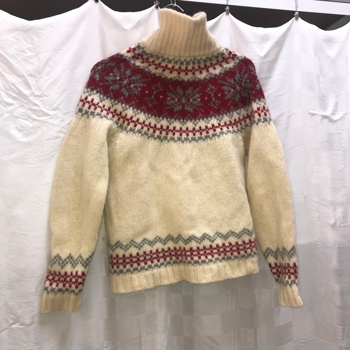 JPN Vintage 모리걸 아가일 니트 집업 상품이미지4