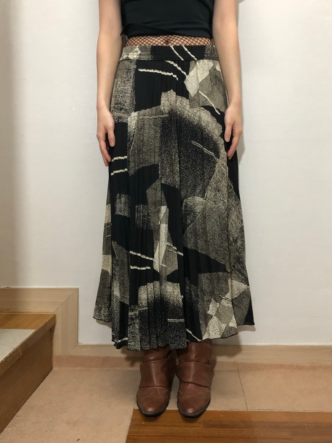 빈티지 블랙 오리엔탈 롱 스커트 상품이미지2