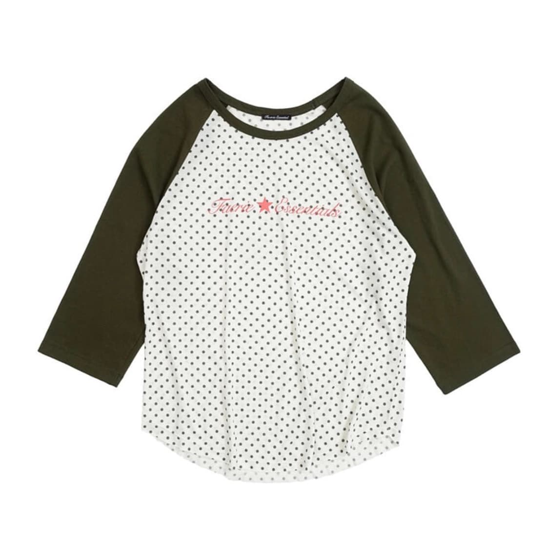 샵페어리 도트 레글런 슬리브탑 카키 상품이미지1