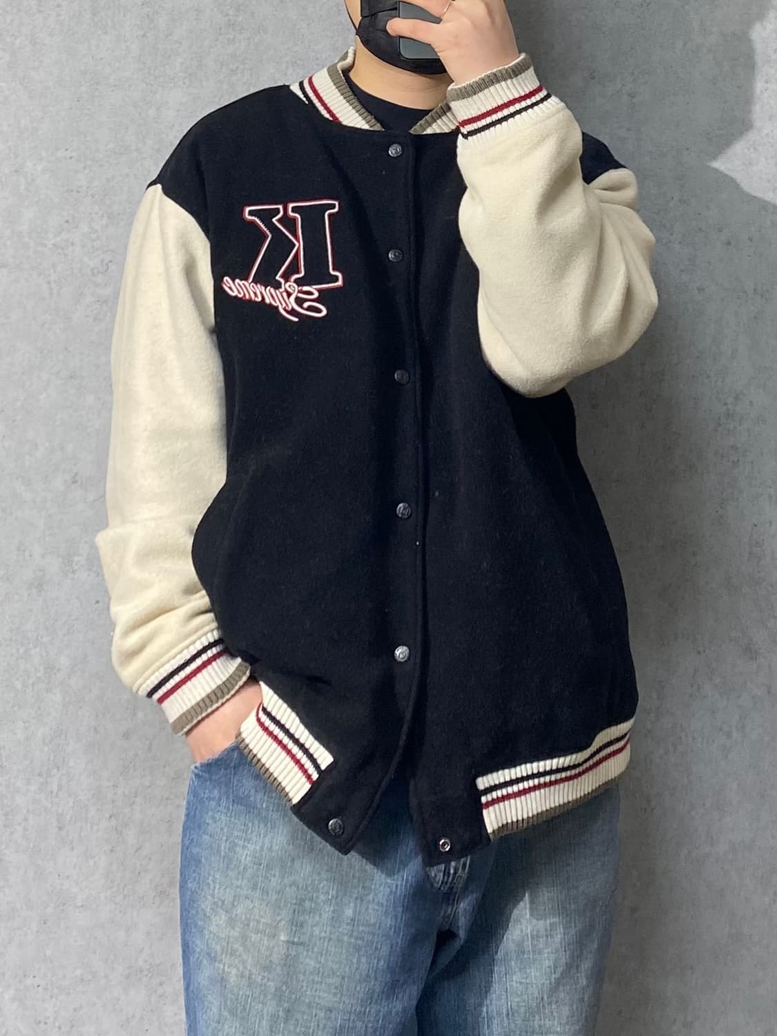 [L] 90-00s Karl Kani 칼카니 올드스쿨 울 바시티 자켓 상품이미지8