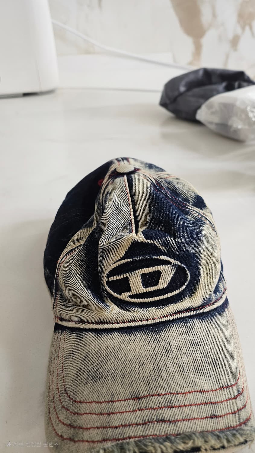디젤 C-세이몬 트리티드 데님 베이스볼 캡 블루 화이트 상품이미지3