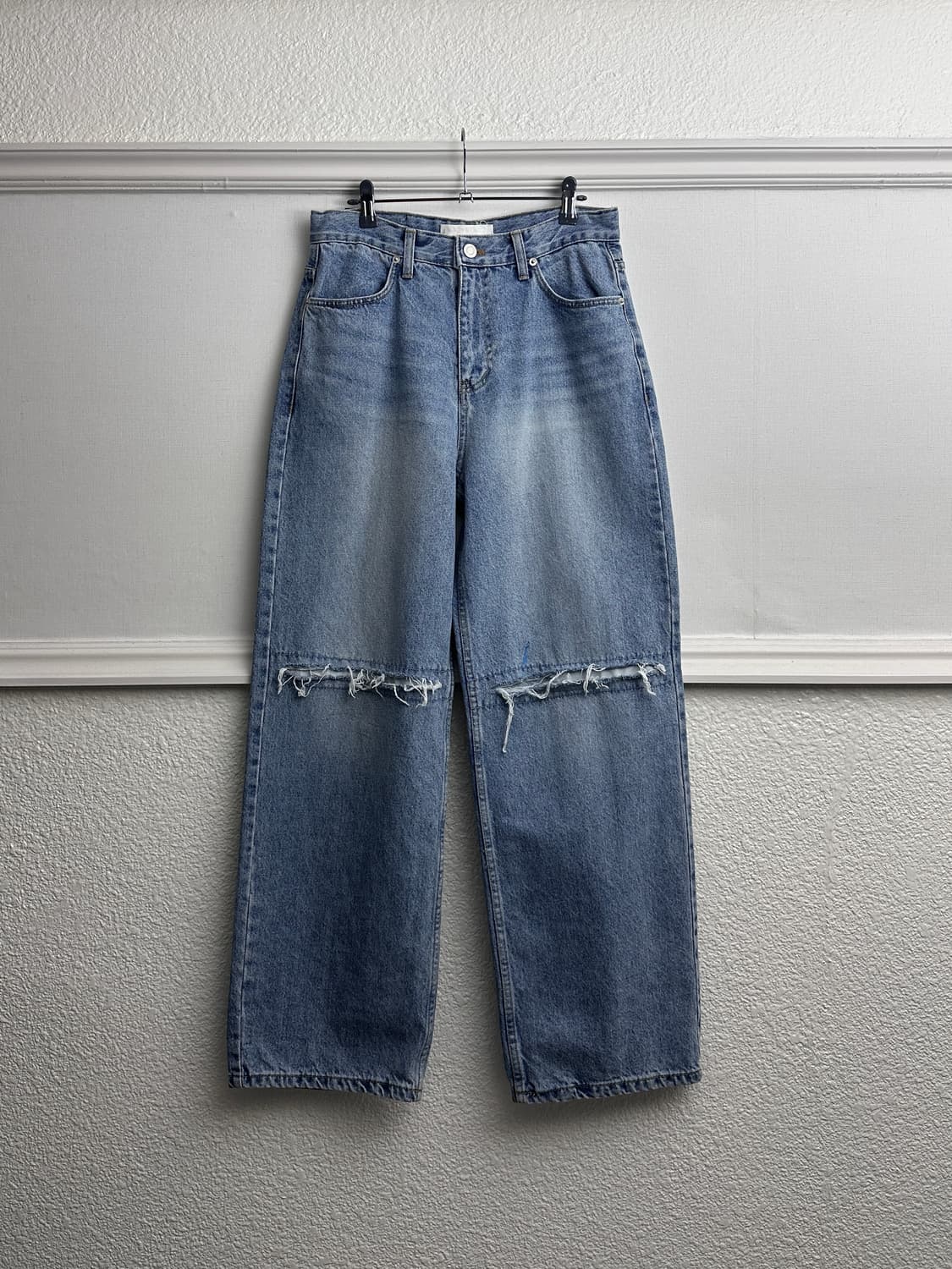 MOHHE 리프드 와이드 스트레이트 진 상품이미지7