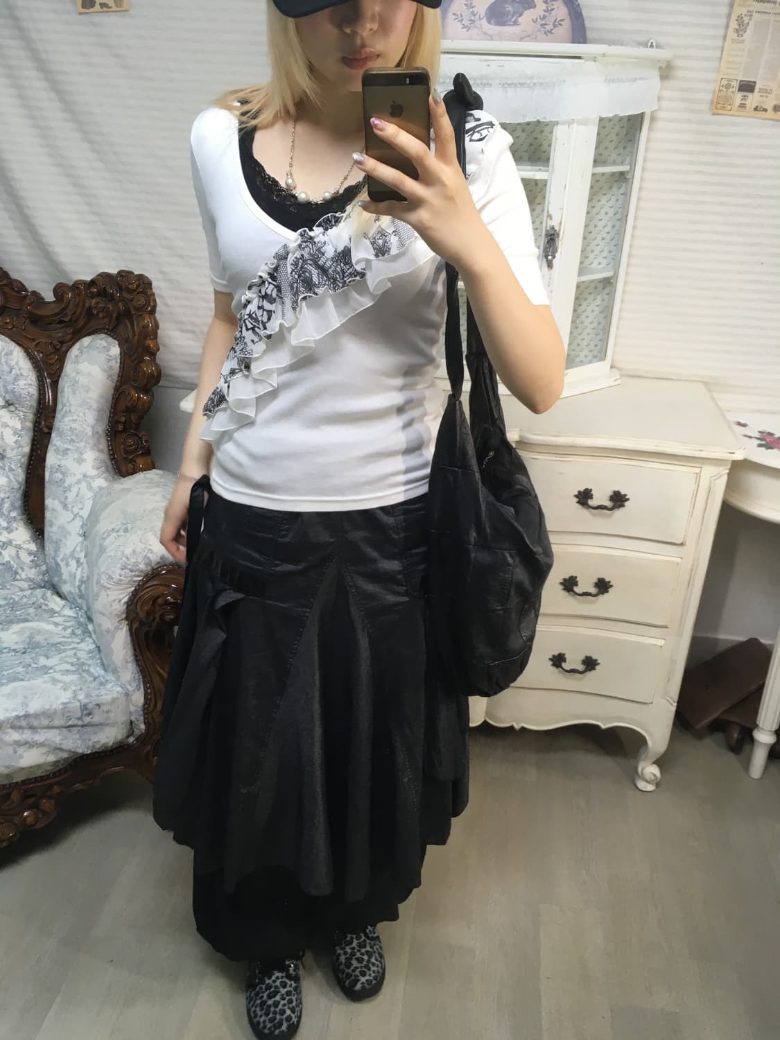일본빈티지 아카이브 레이스 러플 반팔 상품이미지5