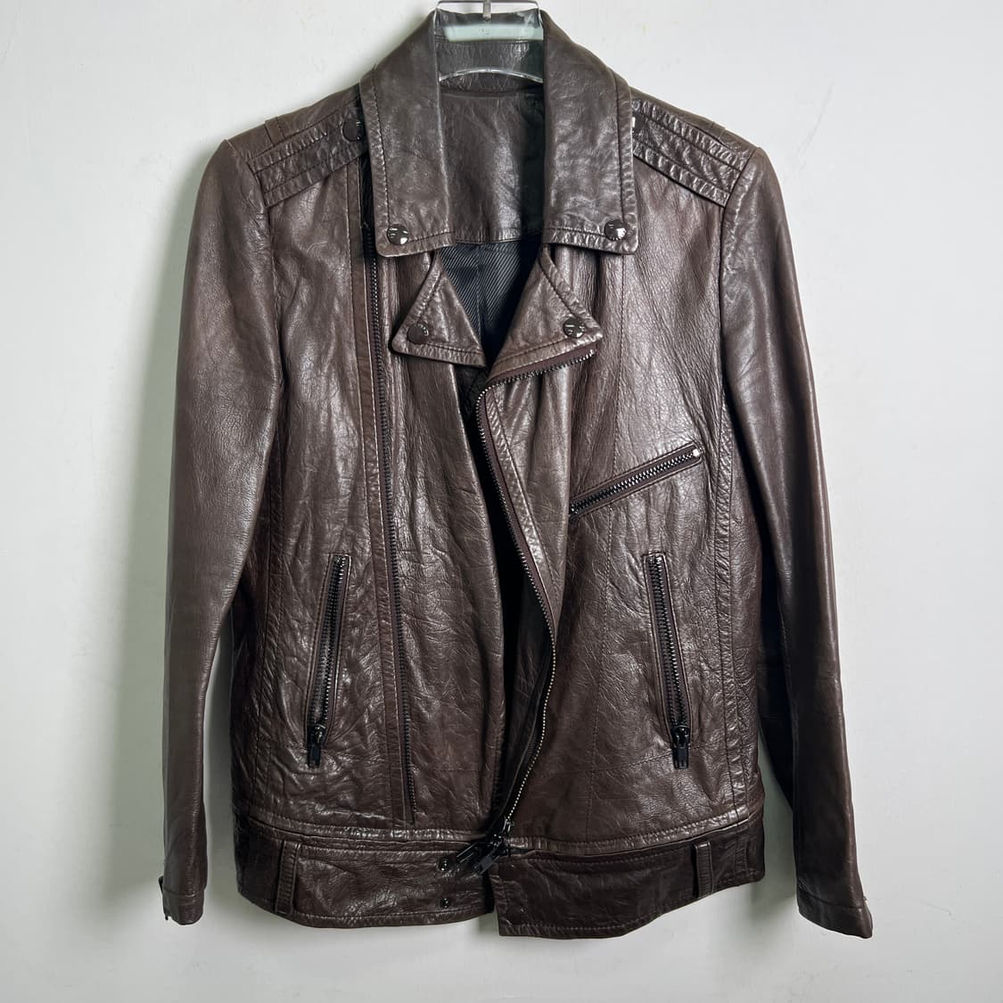 시스템 브라운 양가죽 라이더 자켓 상품이미지5