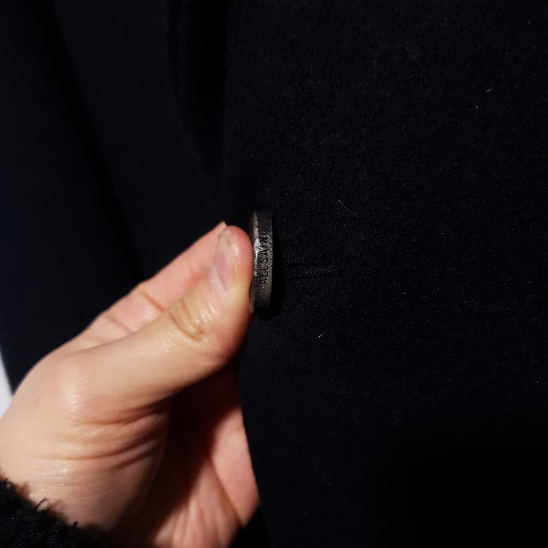 M (95) 올세인츠 클래식 더블 브레스티드 버튼 울 오키타 롱코트 블랙 상품이미지4