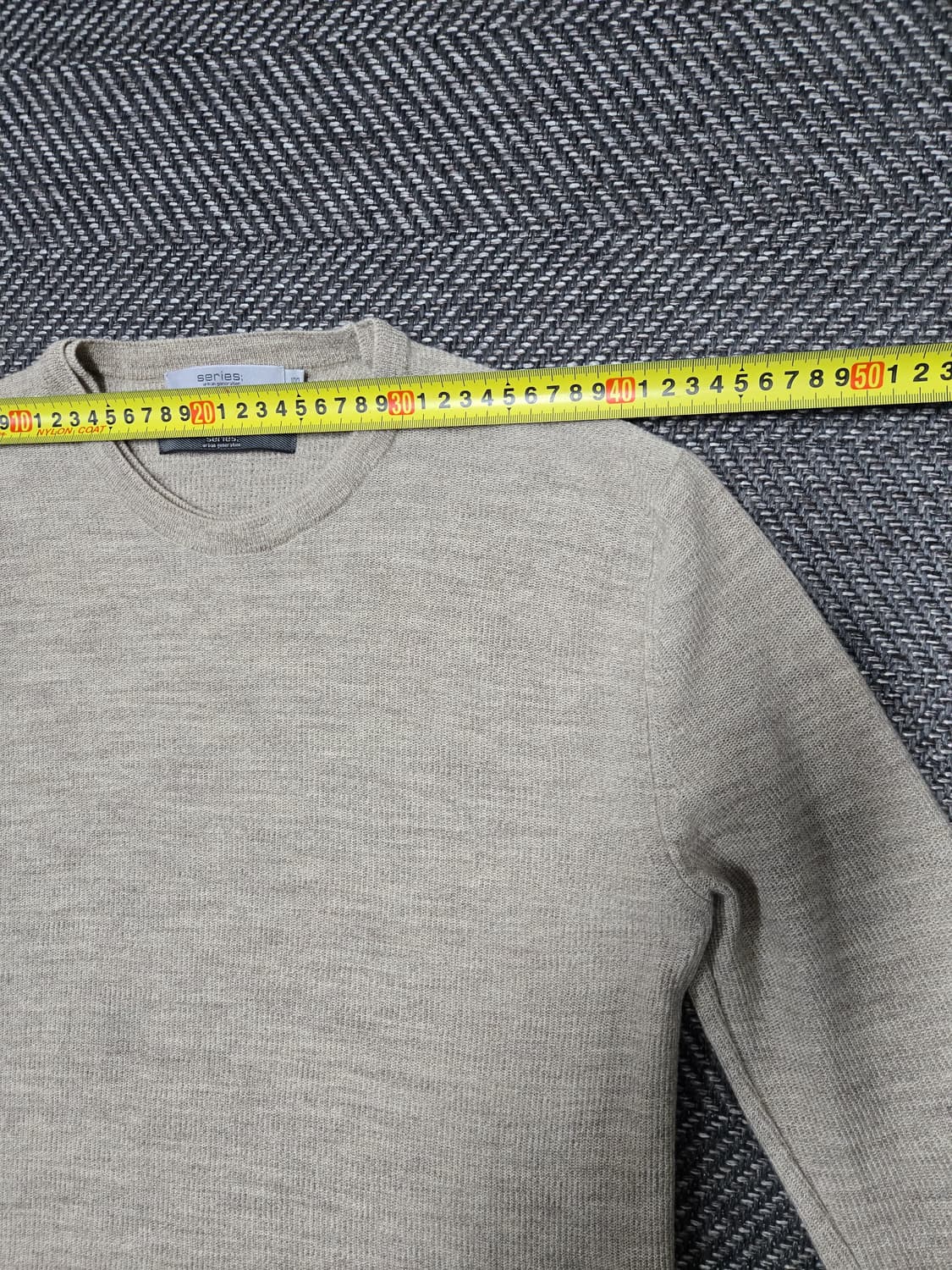 시리즈 이태리 트위드 라운드 니트 베이지 모100%니트티 상품이미지5