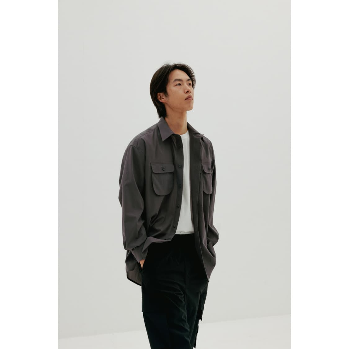 [1] 오토매틱포더피플 엔지니어 3포켓 셔츠 챠콜블랙 상품이미지4