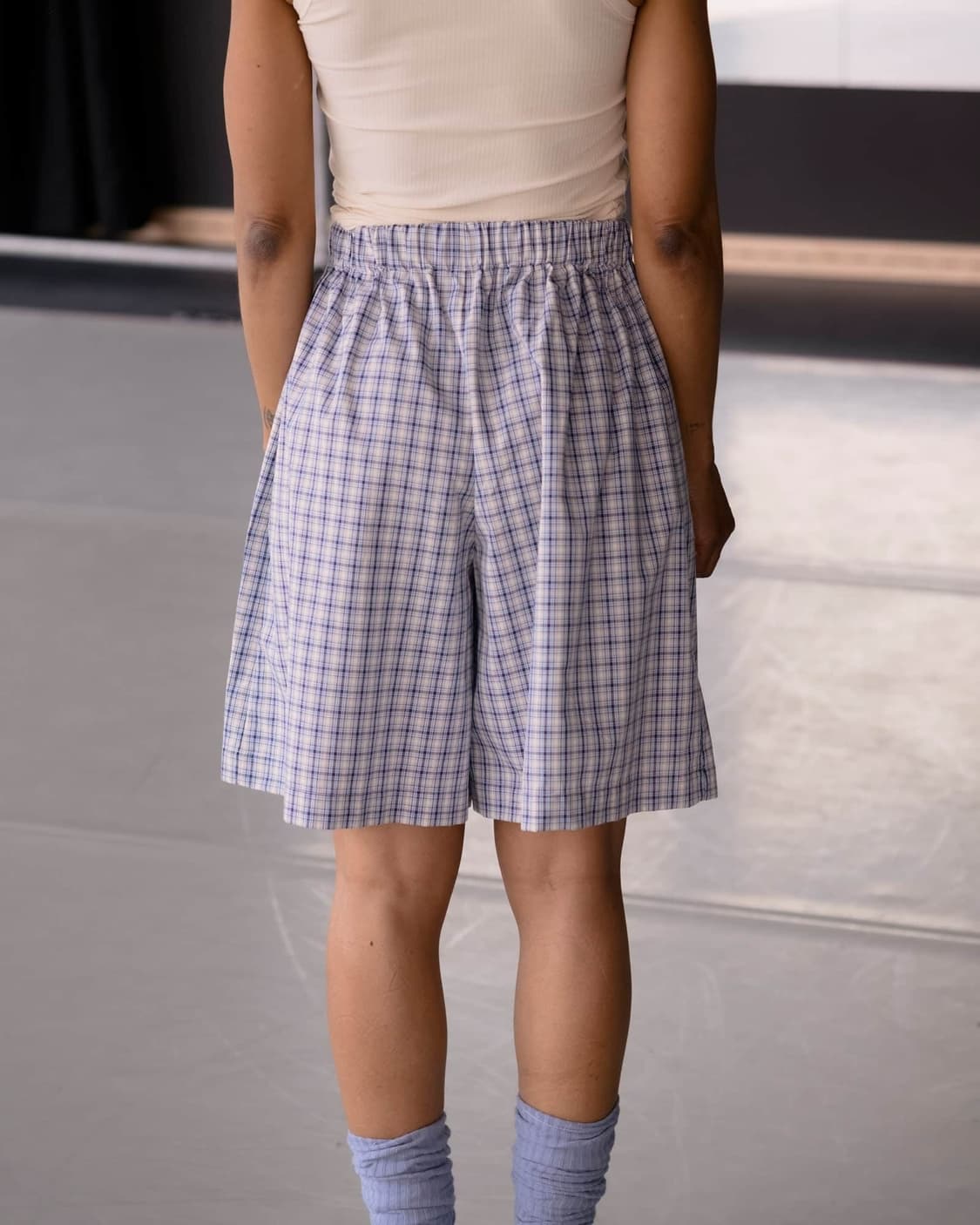 (S,M) 베이스레인지 Claude 체크 쇼츠 /블루 상품이미지2