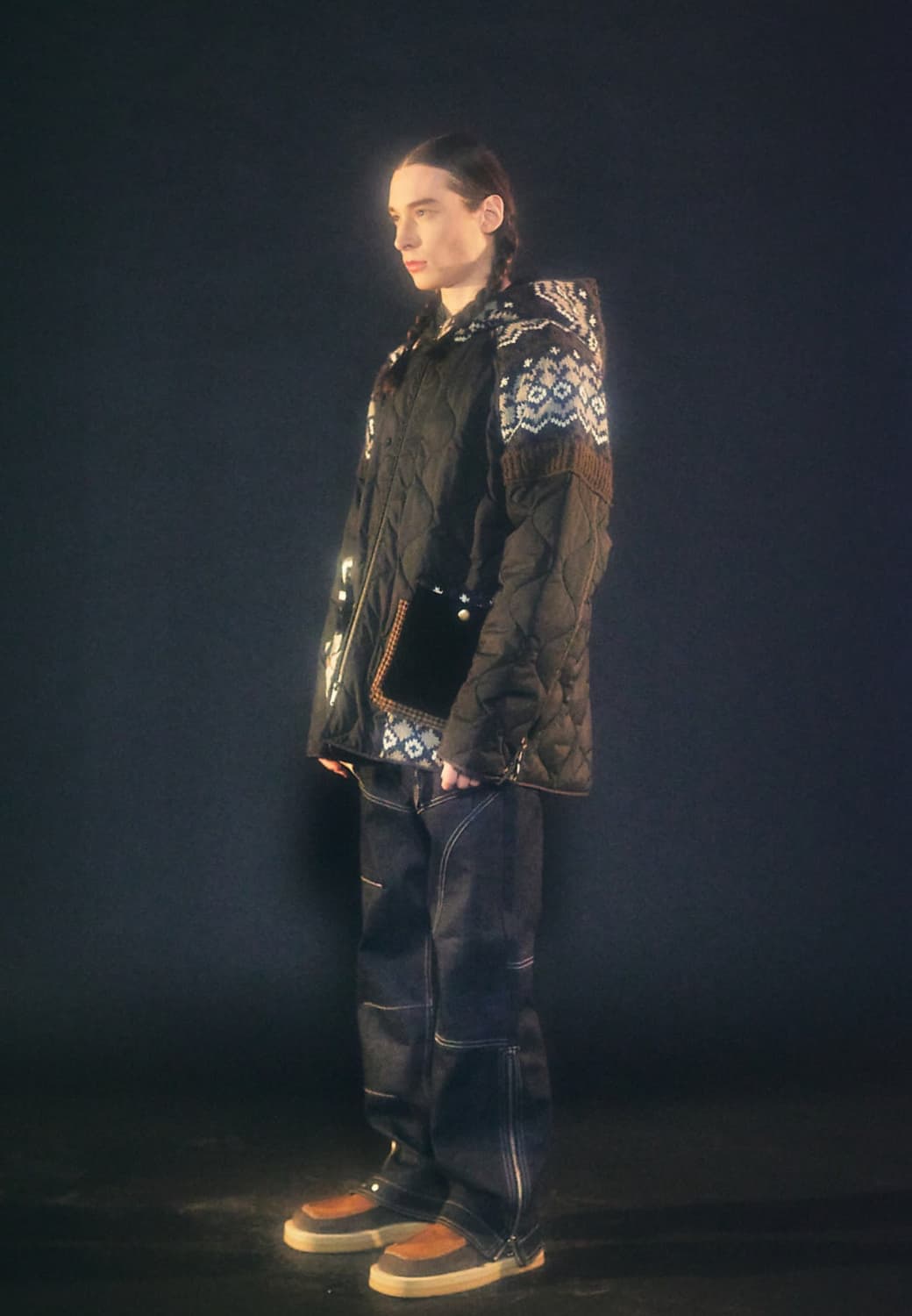 엔더슨벨 22FW 니트 패치 퀼티드 점퍼 블랙  상품이미지3