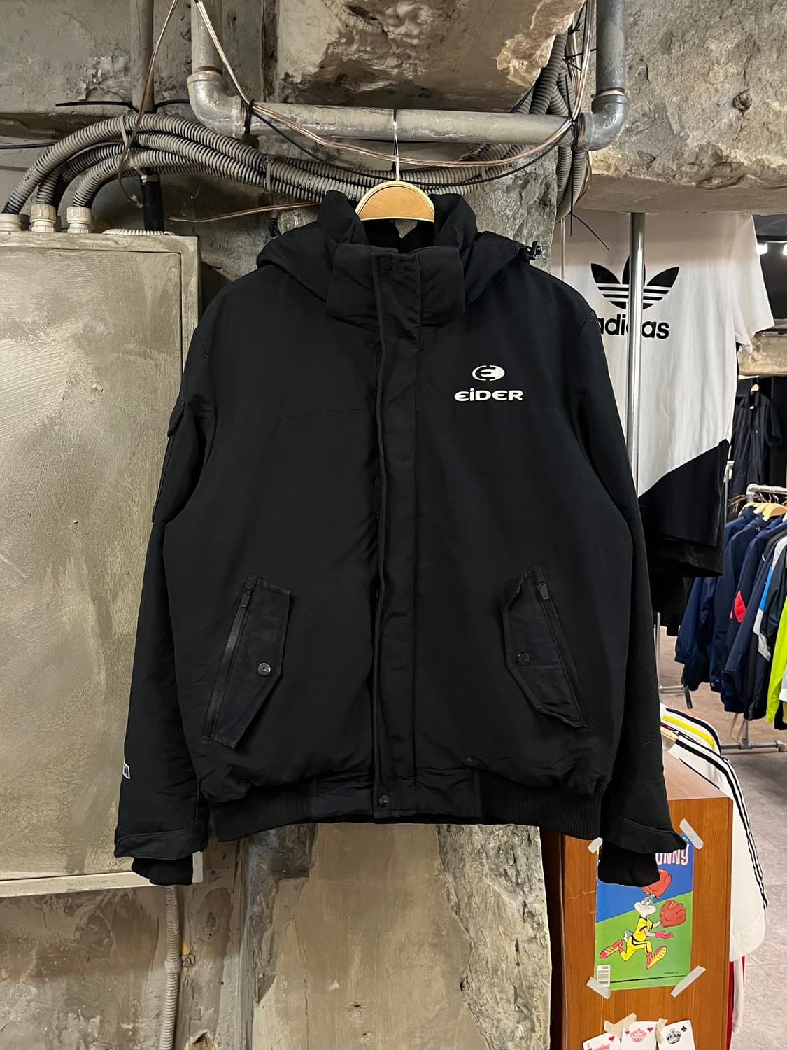 아이더 덕다운 후드 패딩 자켓 블랙 L #csz2592 상품이미지1