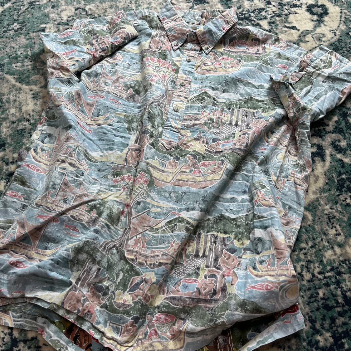 90s Cooke Street reverse 하와이안 헨리넥 셔츠(L) 상품이미지1