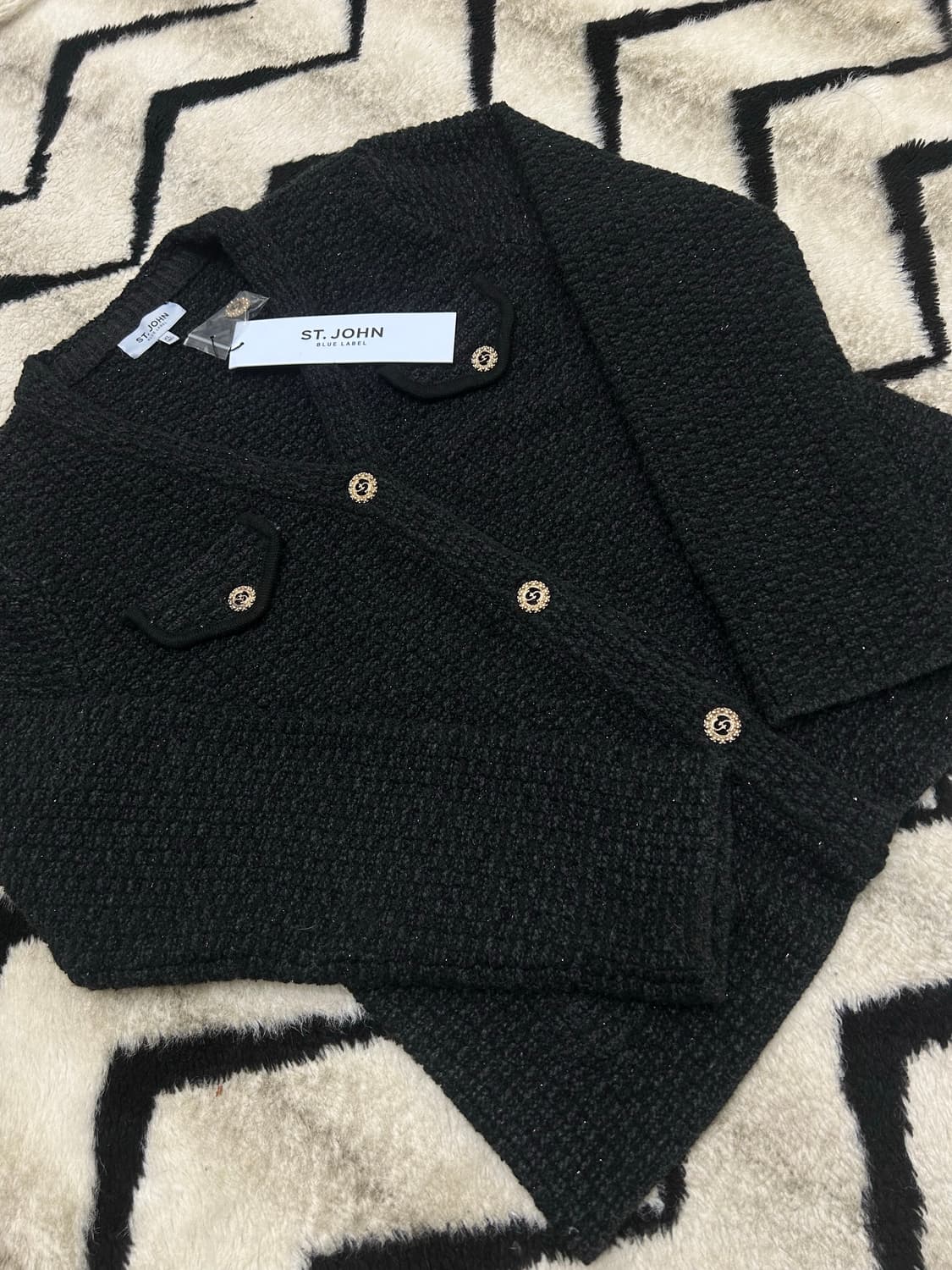 [XL]St.John 블루라벨 금장 트위드 니트 자켓/블랙 상품이미지2