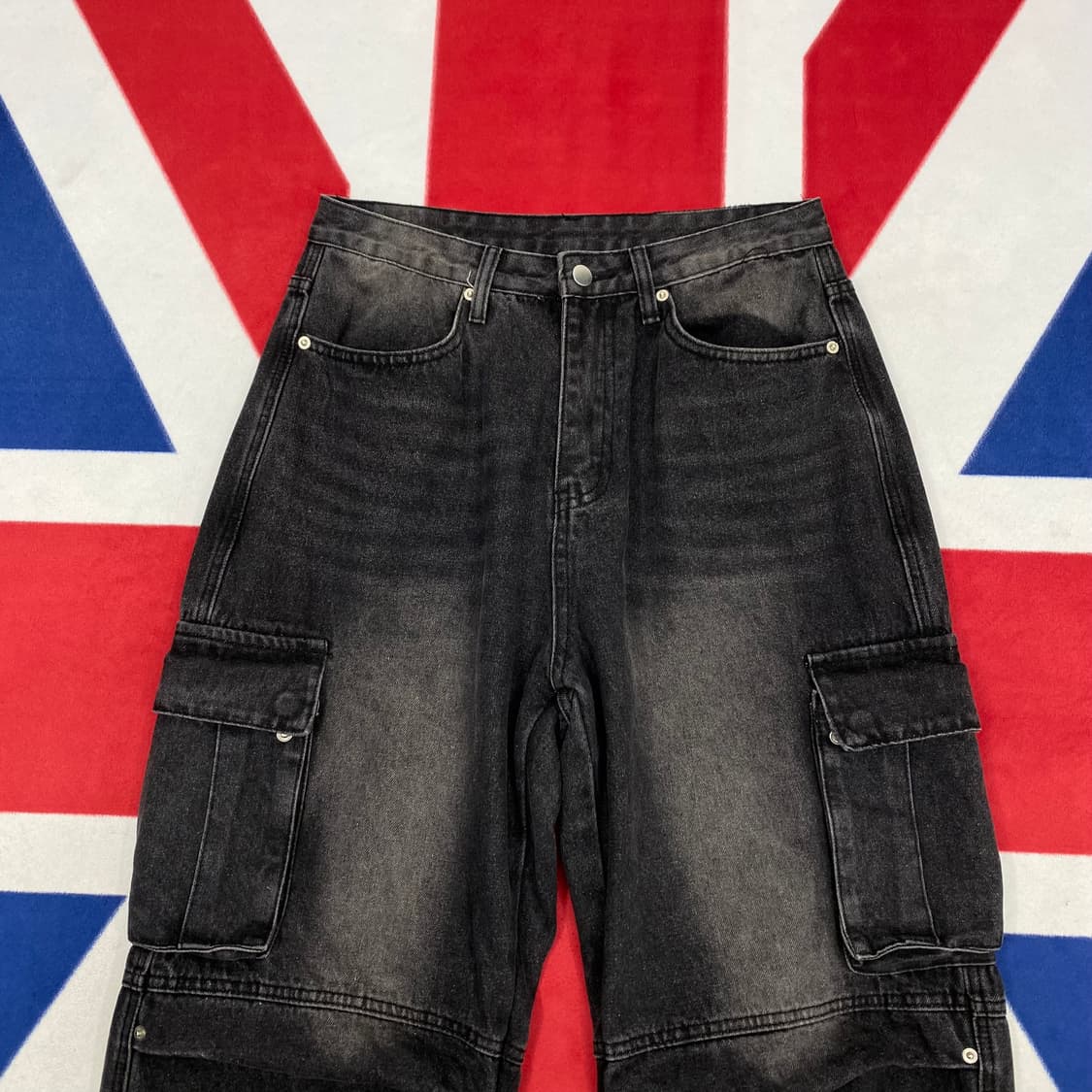 트릴리온 와이드 흑청 카고팬츠 M  상품이미지2