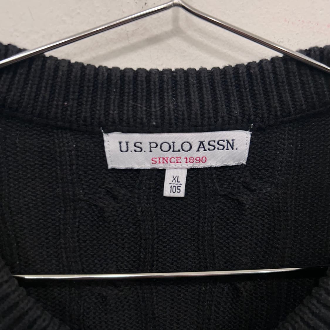 US POLO ASSN 자수로고 꽈배기 코튼 니트 상품이미지3