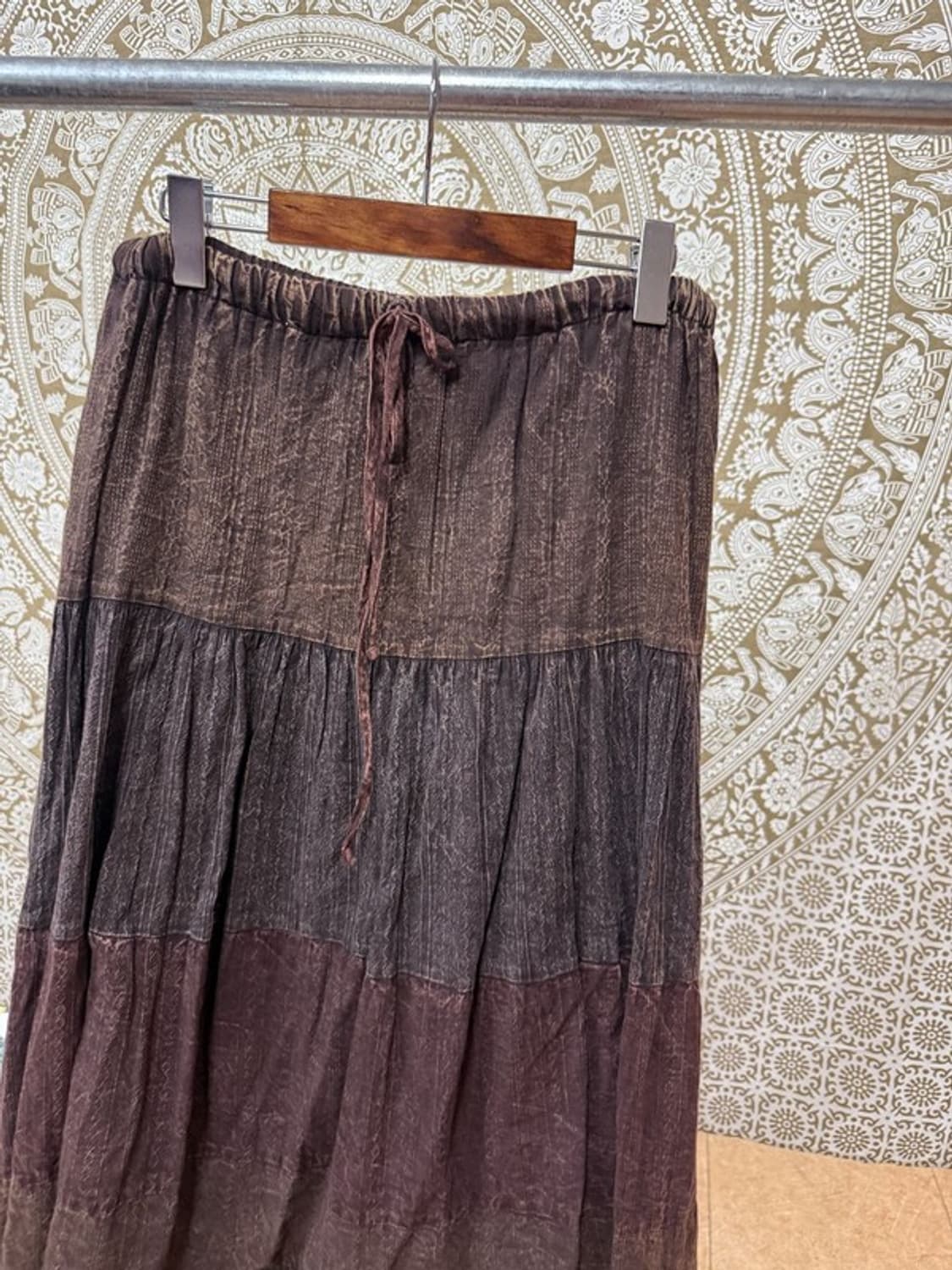 빈티지 워시드 밴딩 코튼 롱스커트 상품이미지4