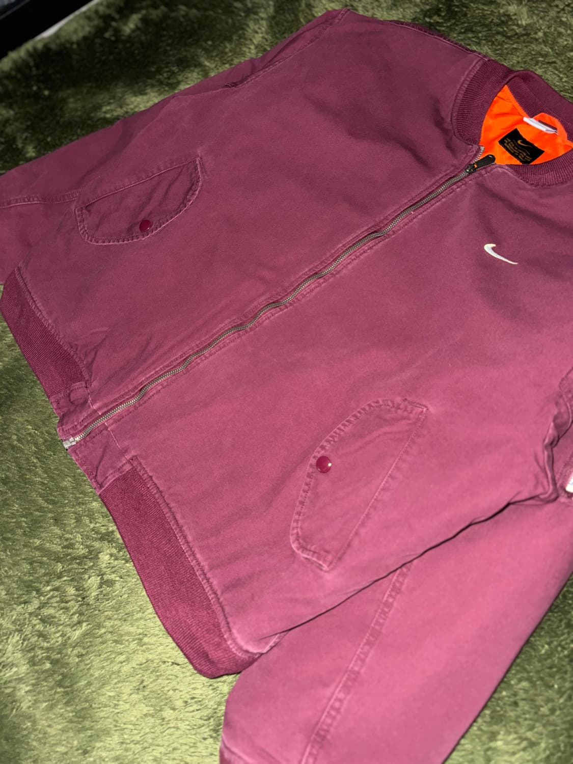 [XXL] 나이키 라이프 우븐 워시드 플라이트 자켓 마룬 - 아시아 상품이미지3