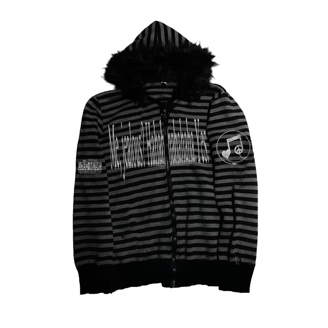 퍼 후드 스트라이프 그런지 집업 상품이미지4