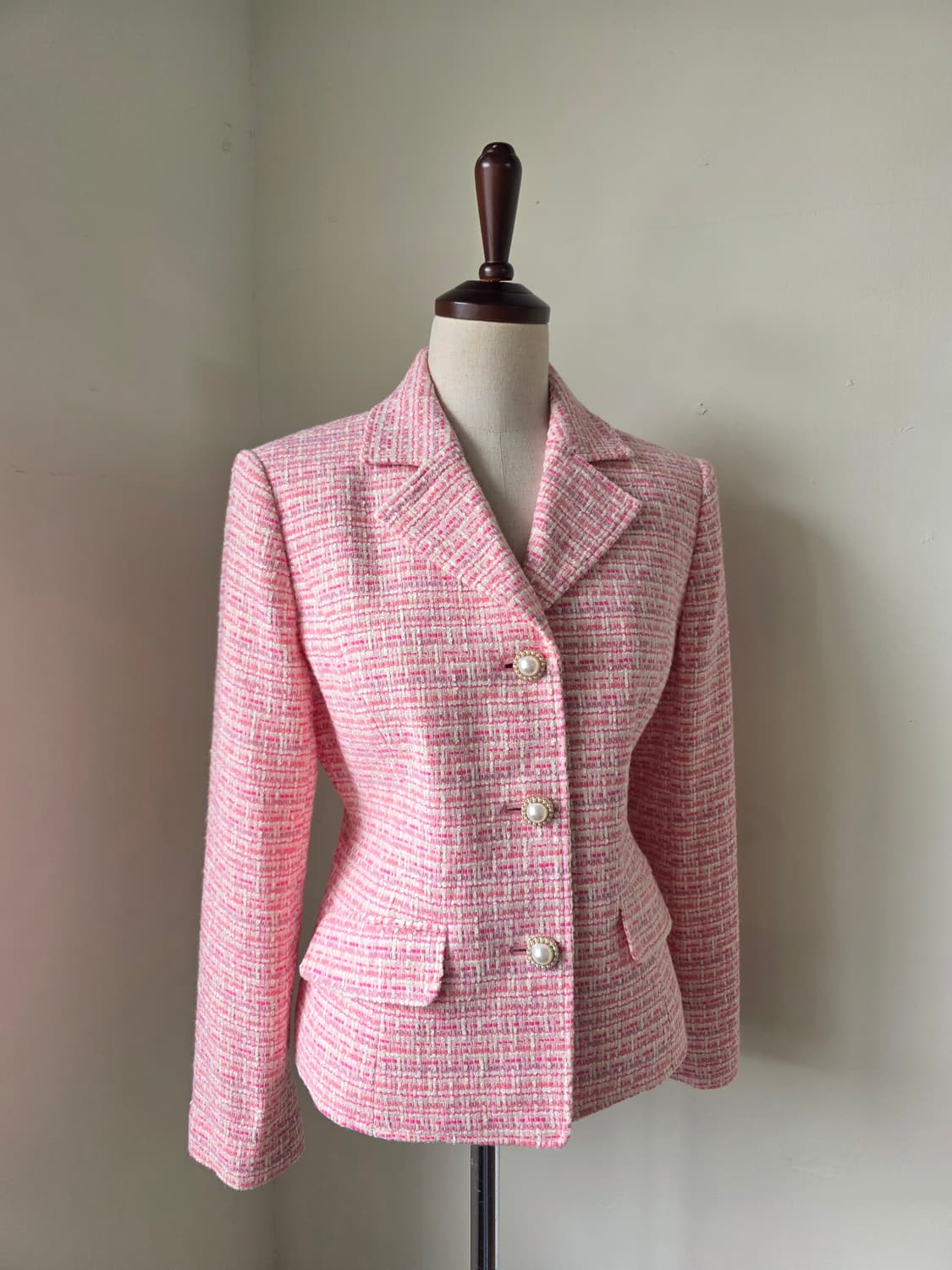 핑크 트위드 진주 버튼 자켓 상품이미지2