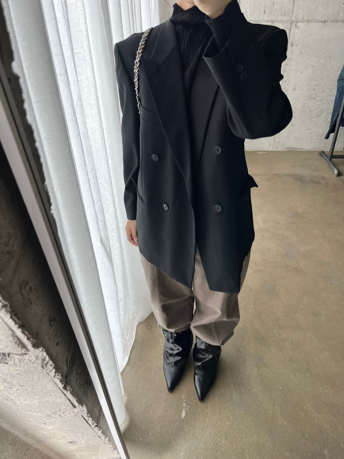 더블브레스트 블레이저 블랙 상품이미지1