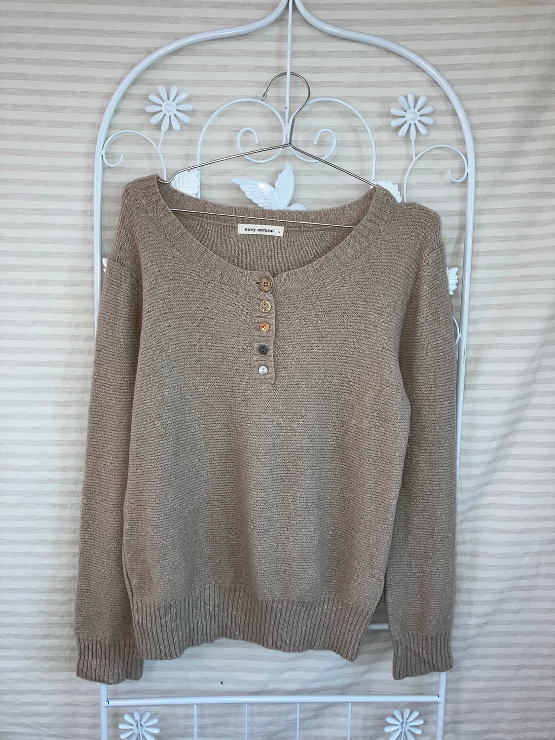 jpn vintage 베이지 버튼 니트 y2k 스트릿 갸루 펑키 상품이미지1