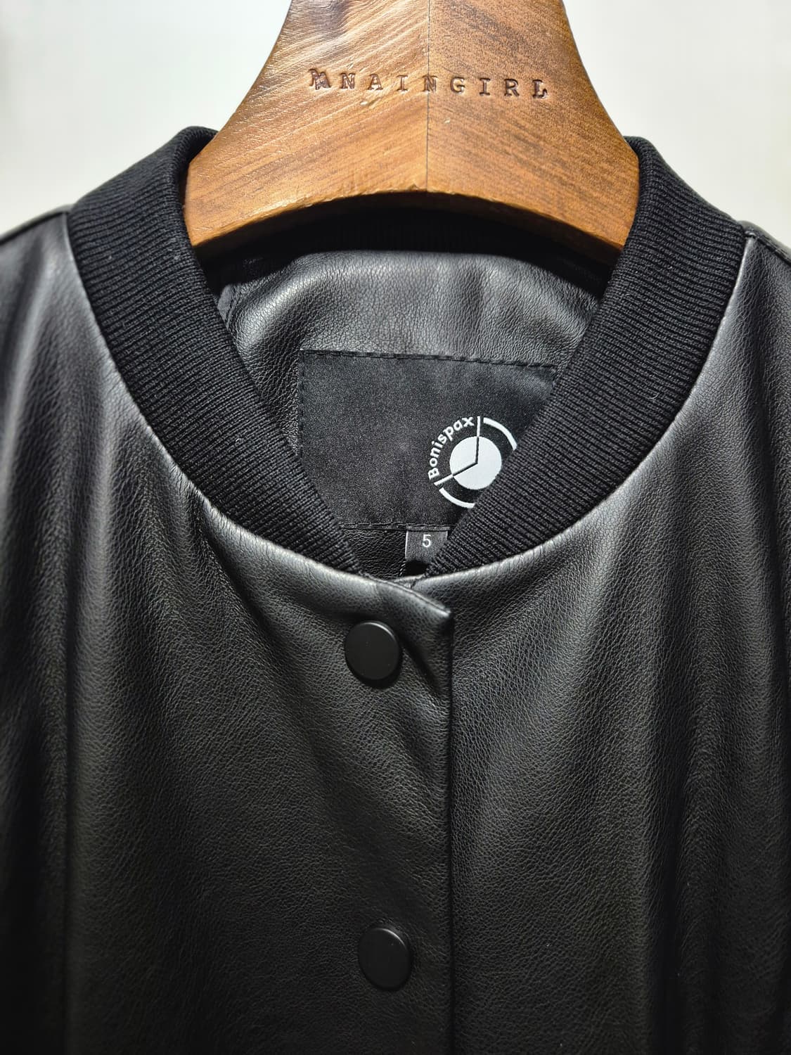 빈티지 블랙 레더 셔링 자켓.새상품 상품이미지3