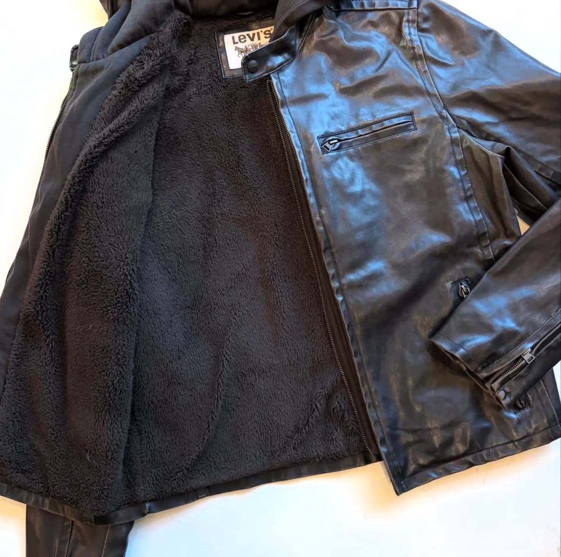 리바이스 후드 레더 바이커 자켓 상품이미지4