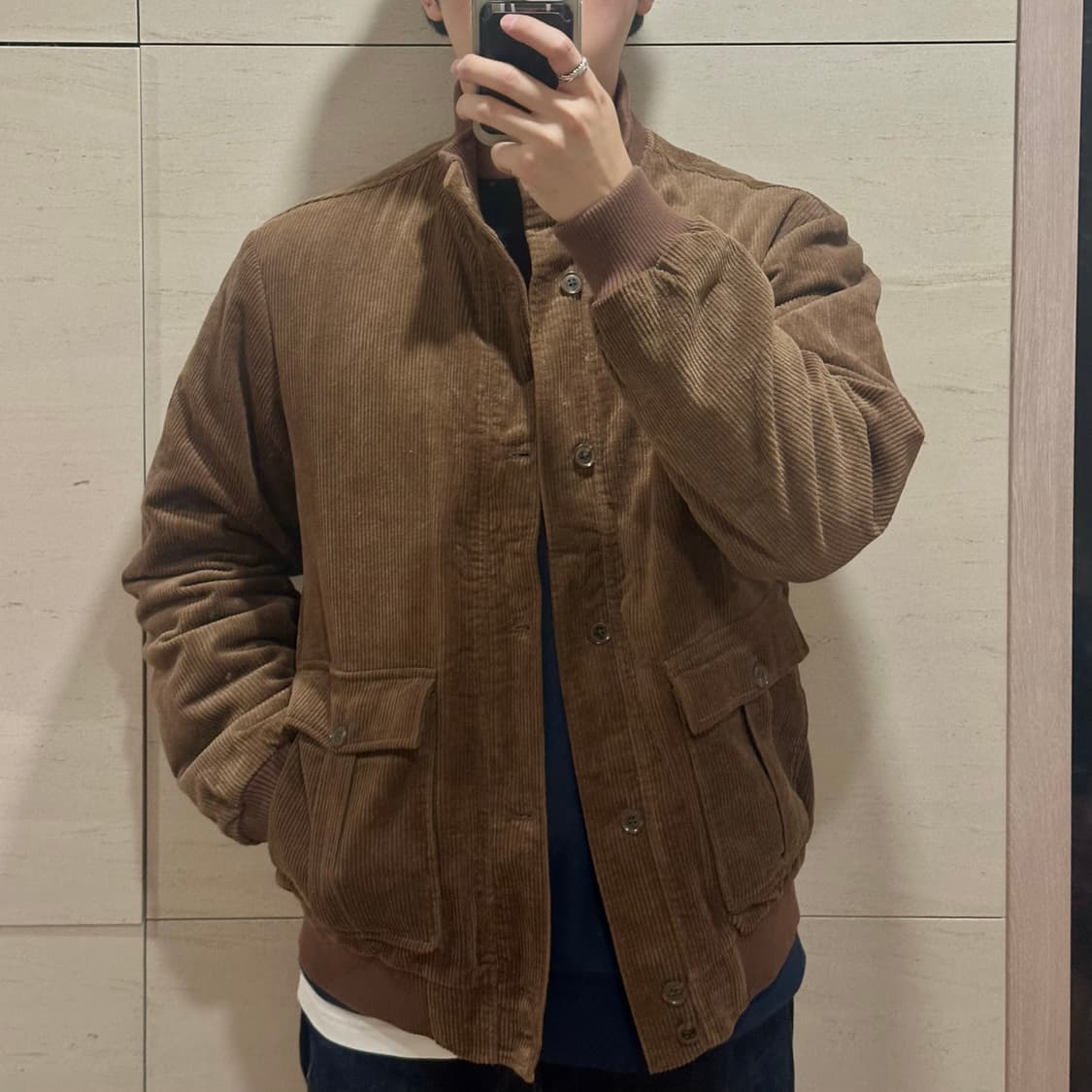 브라운 코듀로이 봄버 에비에이터 자켓(L) 상품이미지1