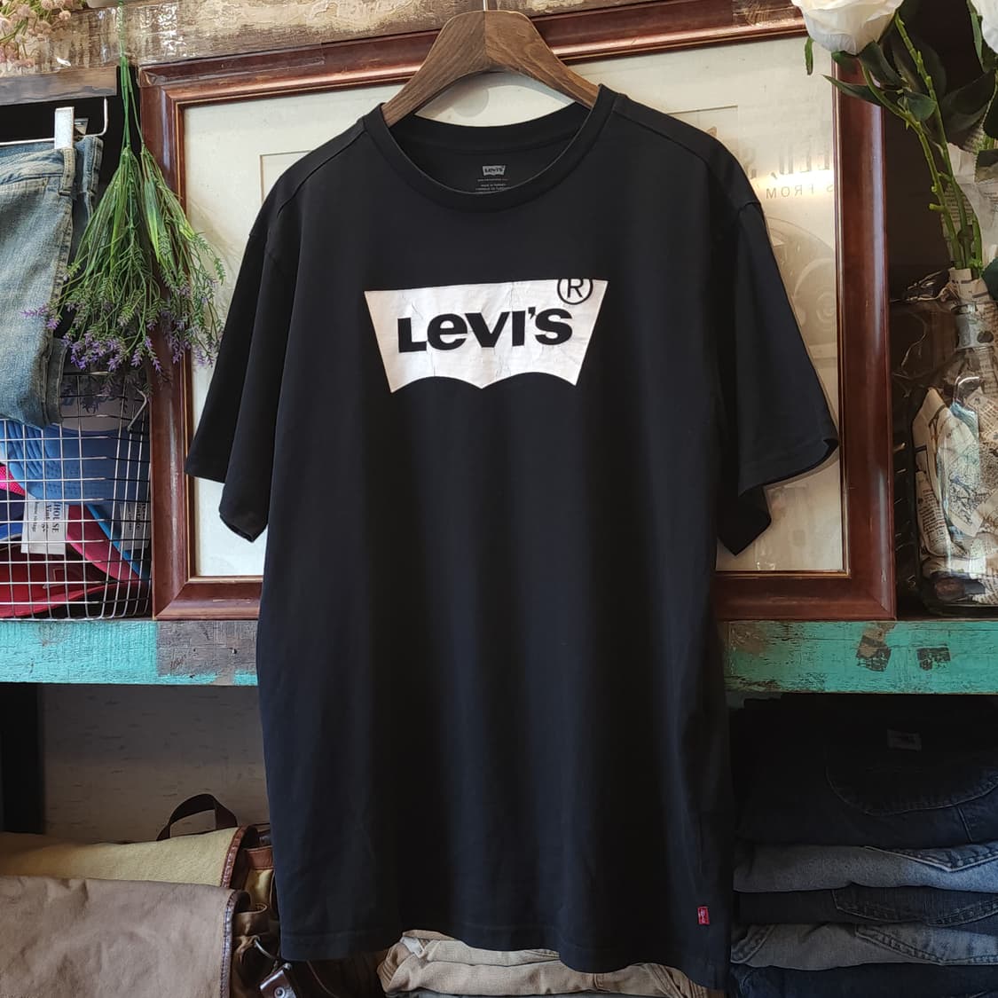00s 리바이스 빈티지 티셔츠 프린팅 티셔츠 블랙 브로큰 배트윙 L 상품이미지2