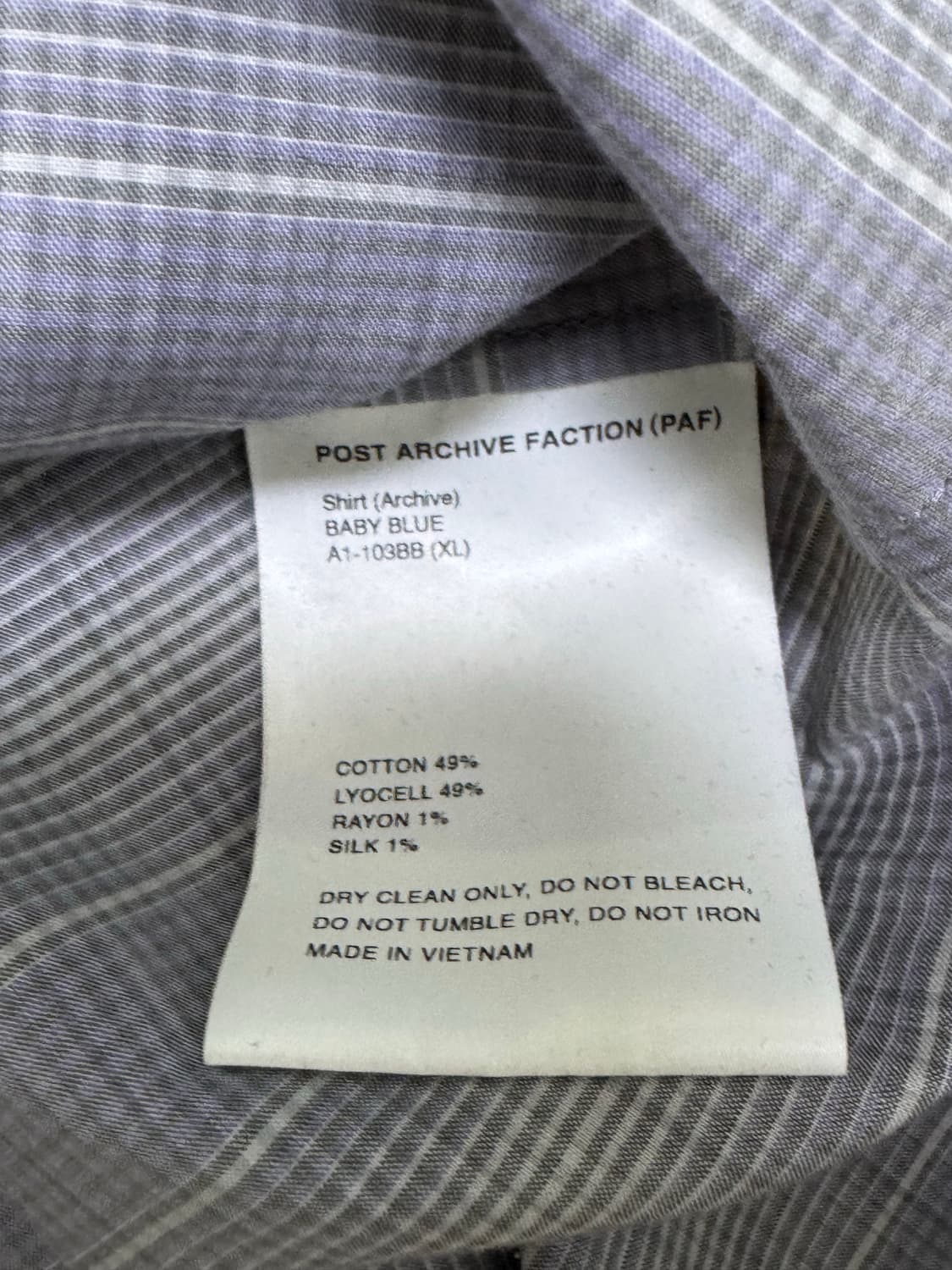 PAF 포스트 아카이브 팩션(파프) 8.0+ 베이비블루 체크 셔츠 XL 상품이미지5