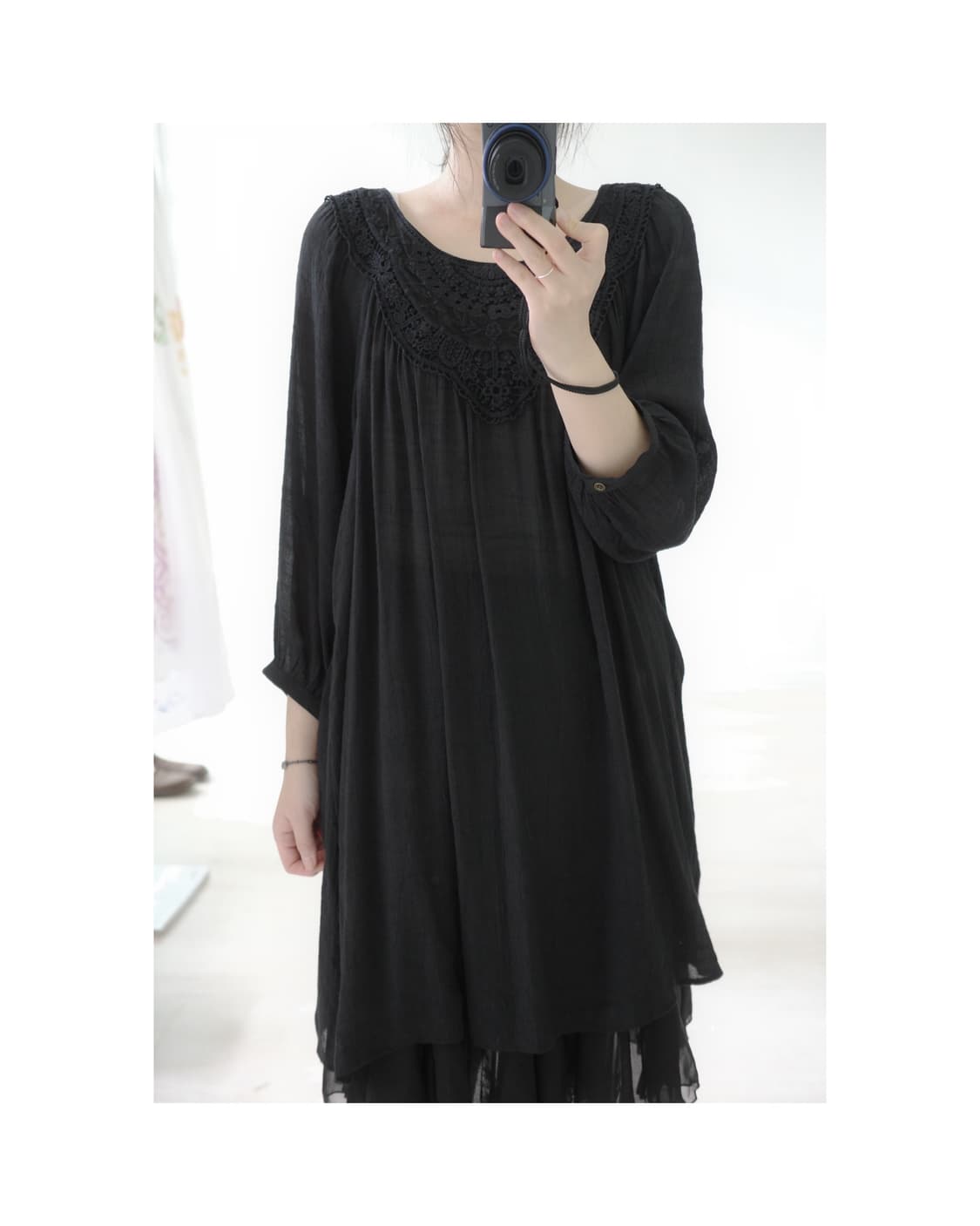 Vintage crochet black top 상품이미지2