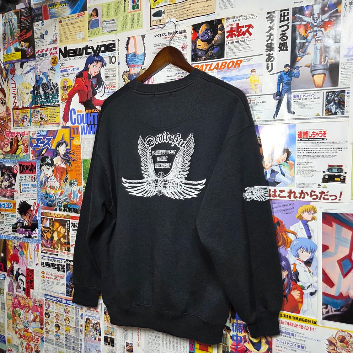 JPN 펑크 날개 프린팅 블랙 약기모 맨투맨 상품이미지5