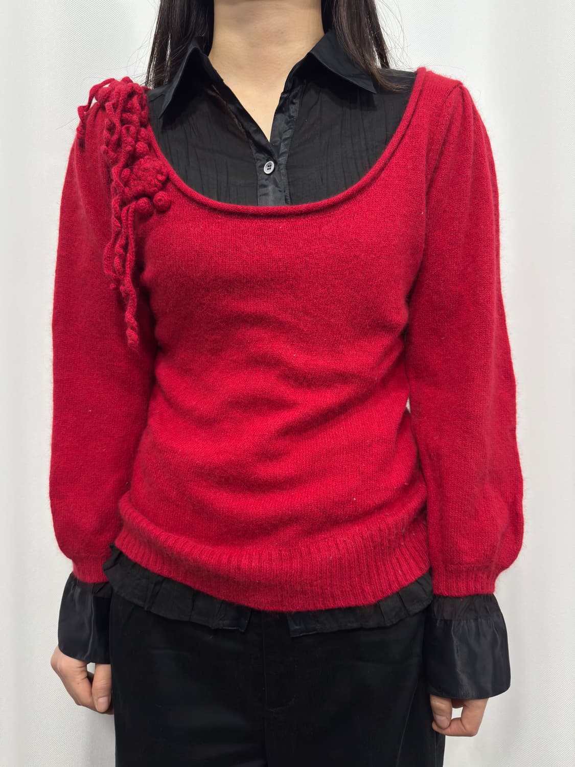 black pleats wrinkle shirt 상품이미지4