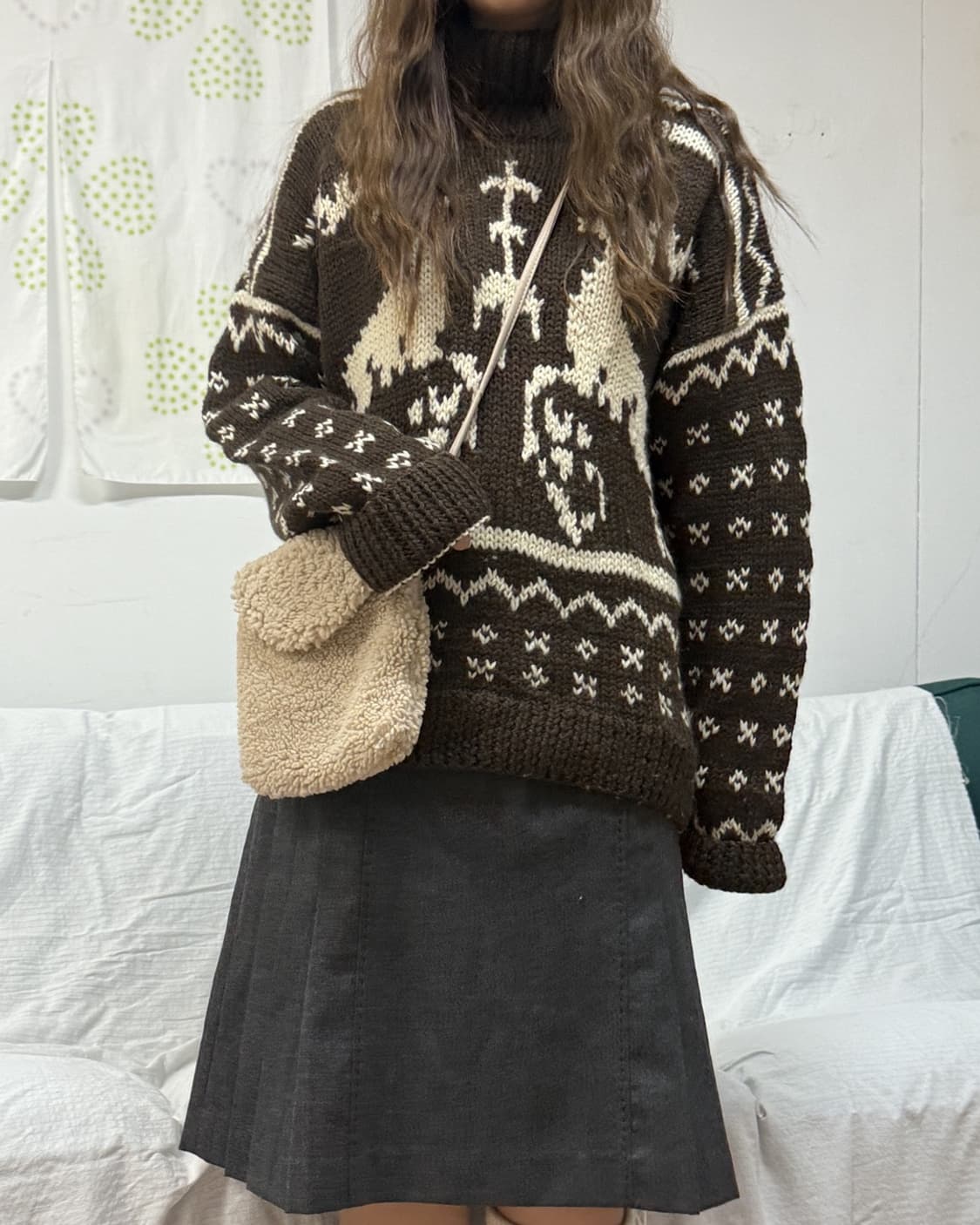 초코브라운 눈꽃 노르딕 니트 상품이미지1