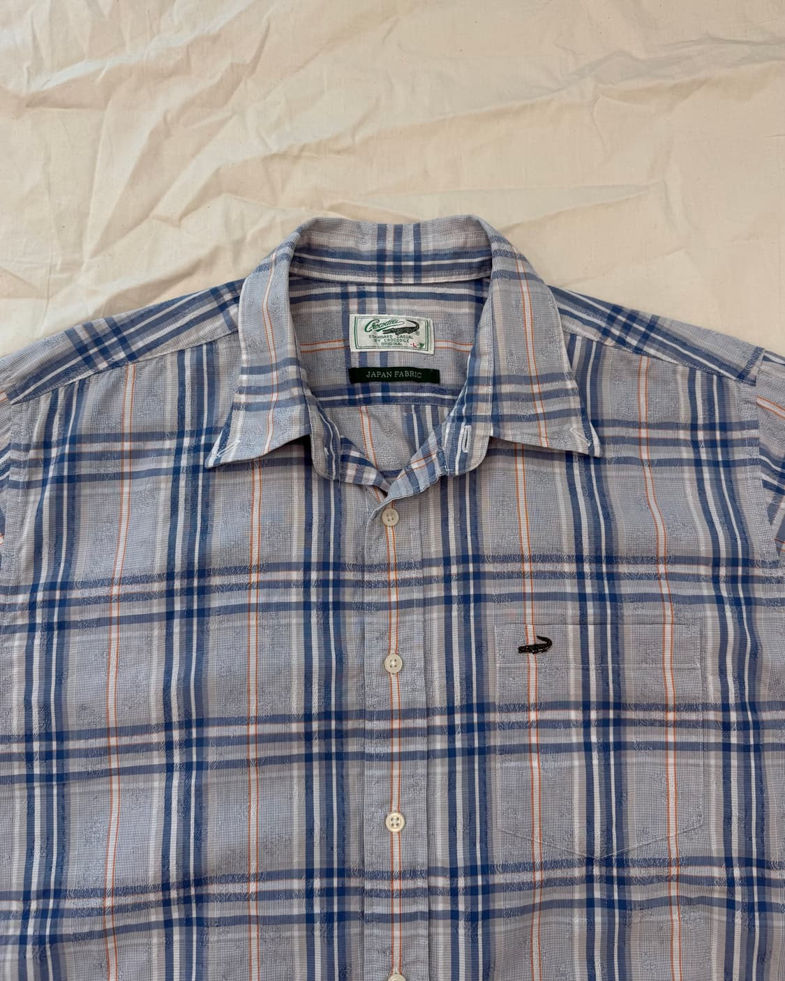 Crocodile Japan Fabric 체크 반팔 셔츠 상품이미지1