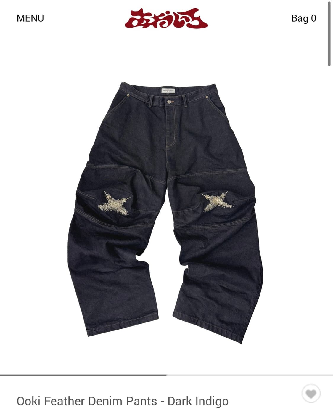 [1.3]새상품 아오이로 오오키 인디고 페더 데님 팬츠 상품이미지1