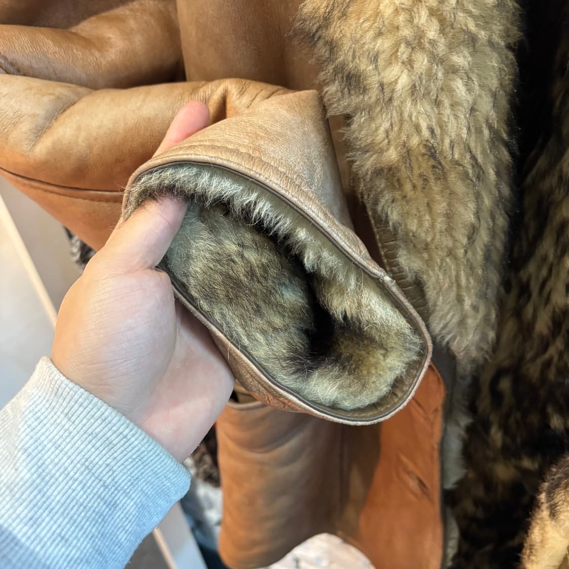 양가죽,양털100% 롱 무스탕 자켓 상품이미지4