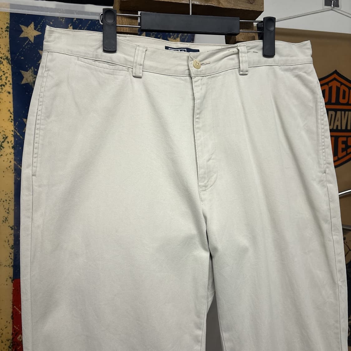 90s 폴로 랄프로렌 클래식 스모키화이트 코튼 치노팬츠 포니자수 N762 상품이미지3