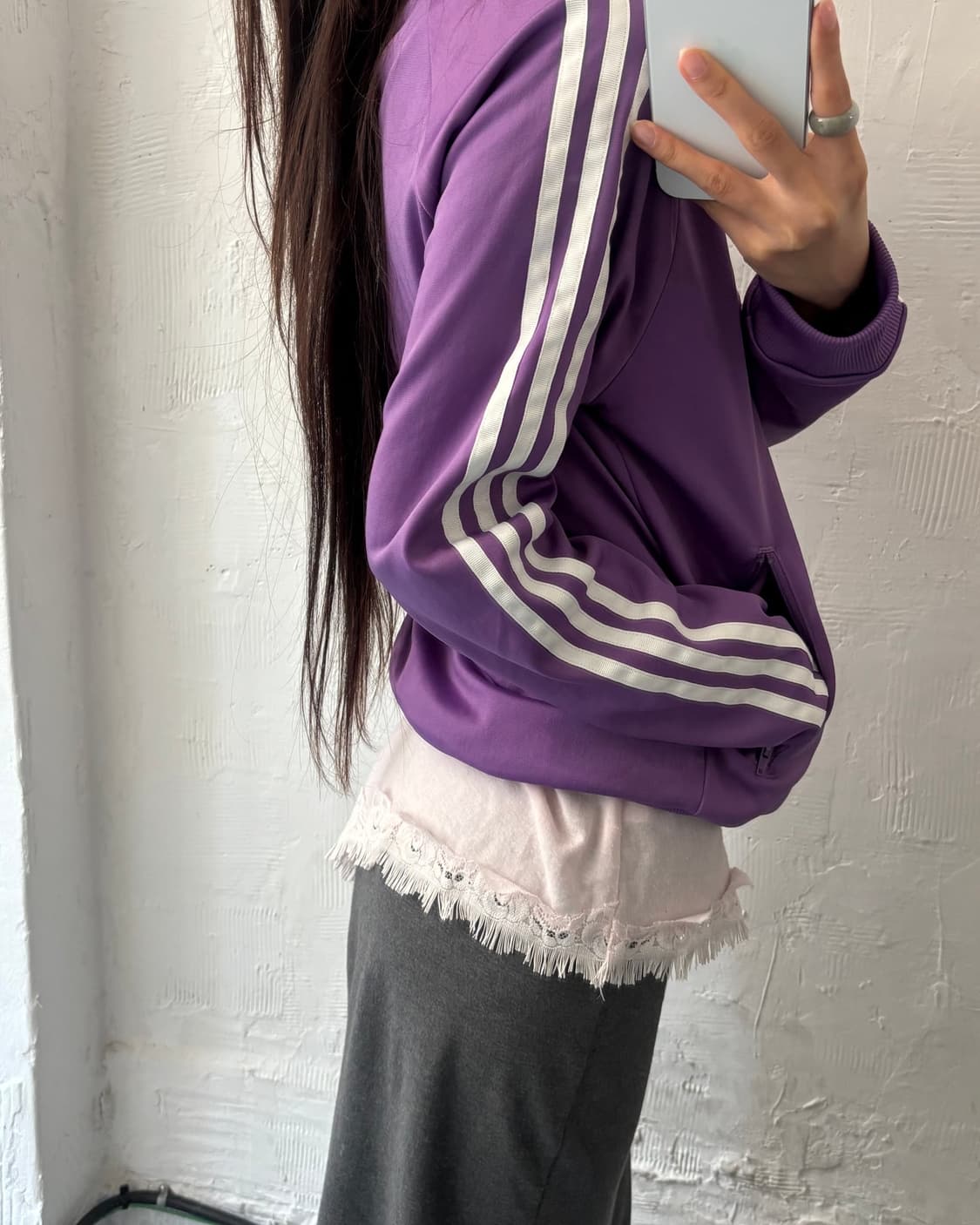 Adidas 아디다스 파이어버드 퍼플컬러 안감로고 우먼 트랙탑 상품이미지4