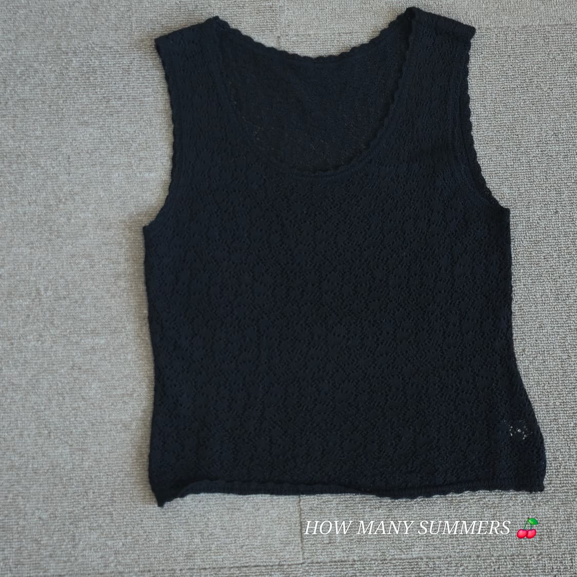 울 혼방 블랙 레이스 펀칭 니트 나시 상품이미지9