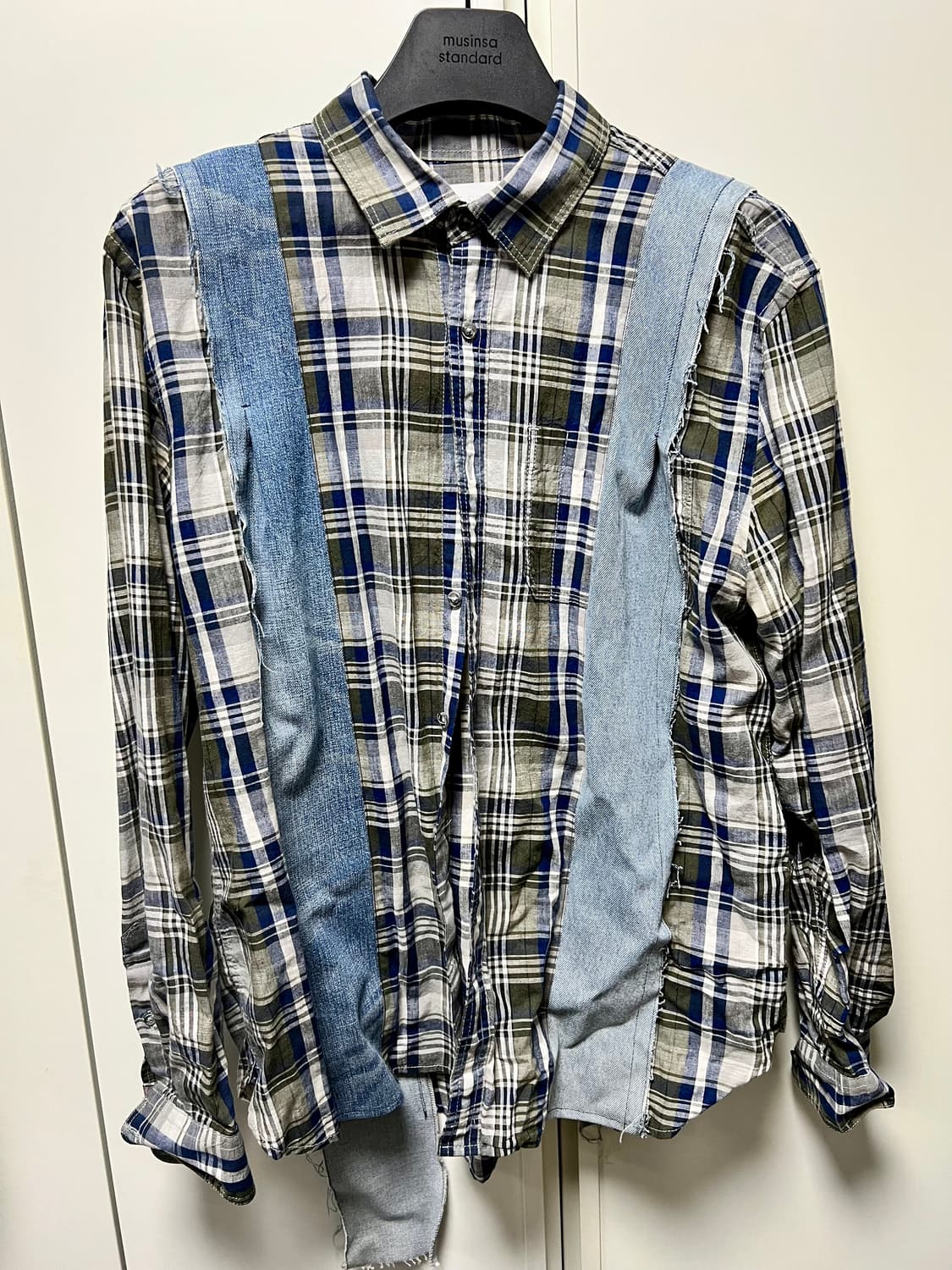 [m] re;code 래코드 데님 패치워크 셔츠 상품이미지1