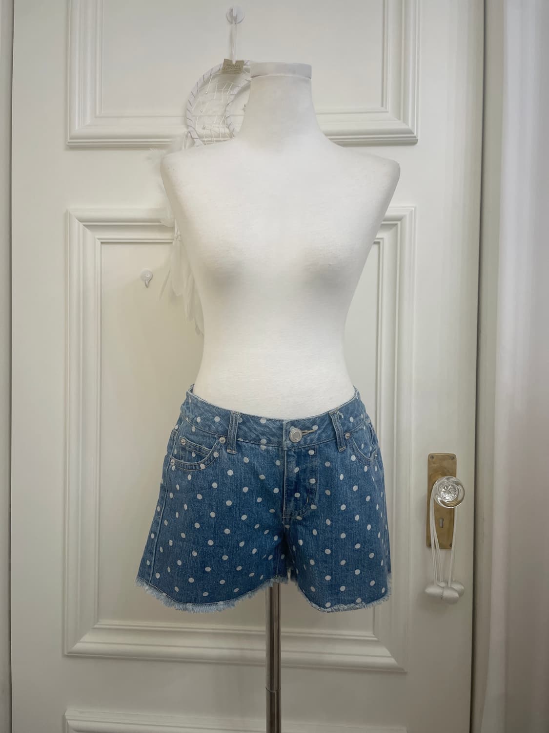 cute dot blue denim short pants(size-S) 상품이미지1